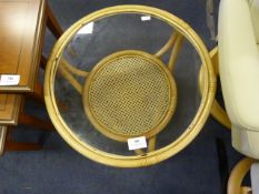 Circular Glass Topped Bamboo Coffee Table