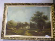 Gilt Framed Oil Painting Country Scene