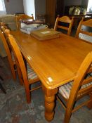 Pine dining Table with Six Chair