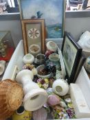 Box of Pictures, Pottery, Etc