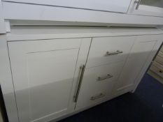 *White Sideboard with Three Drawers and Two Doors