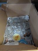 Box of Glassware and Advertising Ashtrays