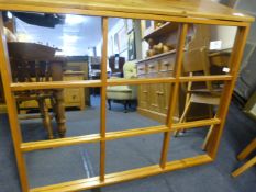 Teak Framed Nine Panel Wall Mirror