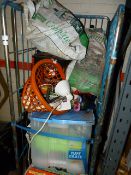 Trolley Containing Assorted Bric-a-Brac Board Games, Electric Heaters, Table Lamps, Etc