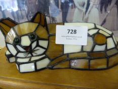 Leaded Glass Cat Table Lamp