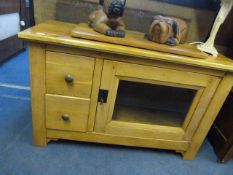 Light Oak Effect Side Cabinet with Lazy Susan Top
