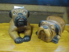 Pair of Wooden Bulldogs