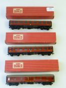 Three Hornby Dublo Carriages and One Sleeper