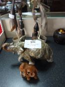 Carved Horn Birds, African Figures, Etc