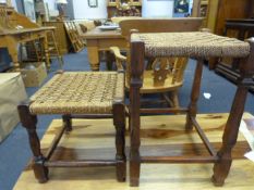 Two Seagrass Oak Stools