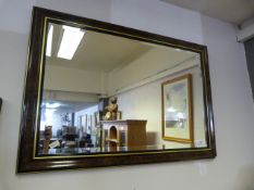 Walnut and Gilt Framed Bevelled Edge Wall Mirror