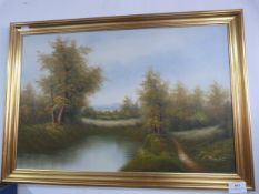 Gilt Framed Oil of Country Scene