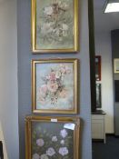 Three Gilt Framed Floral Pictures