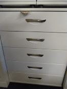*Grey Chest of Five Drawers with Chrome Handles