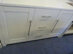 *White Sideboard with Three Drawers and Doors