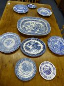 Blue and White Meat and Dinner Plates