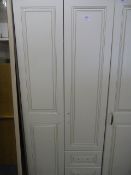 *White Double Door Wardrobe with Two Small Drawers