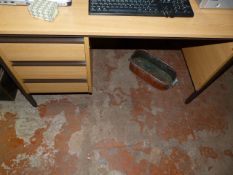 Single Pedestal Desk in Light Oak and Brown Finish