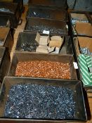 *Six Vintage Metal Drawers Containing Assorted Carpet Nails, Tacks, Copper Pins, Etc