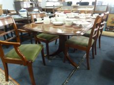 Walnut Extending Dining Table with Four Chairs and Two Carvers