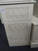 *White Bedside Cabinet with Three Drawers
