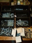 *Six Drawers Containing Containing Assorted Cuphead Squares and Roofing Bolts (Various Sizes)