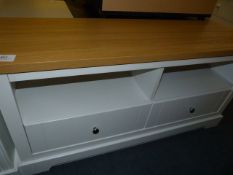 *White with Light Oak Top Side Unit with Two Drawers