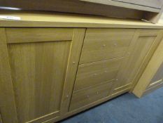 *Light Oak Sideboard With Two Doors and Three Drawers