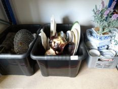 Two Boxes of Assorted Decorative China, Glassware, Etc