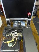 PC Monitor, Keyboard, Router and Speakers