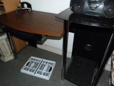 Black Glass and Chrome Desk with Wooden Worktop