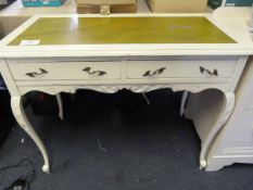 White Painted Two Drawer Desk on Cabriole Legs