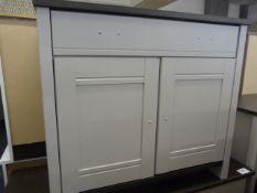 *Grey with Darkwood Effect Top Cupboard Unit with Two Door and Single Drawer