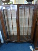 Two Door Walnut Display Cabinet