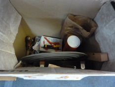 Box of Tea Cards, Cigarette Cards, Cribbage Boards and an Abacus