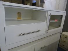 *Large White TV Unit with Glazed Door and Single Drawer
