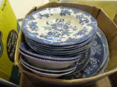 Box Containing Blue and White Dinner Plates