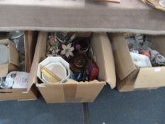 Box of Mugs, Part Dinner Set, Glassware, Etc and Two Others