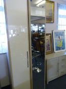 *White and Beech Effect Wardrobe with Mirrored Door