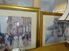 Two Framed Prints Street Scene and Park Scene