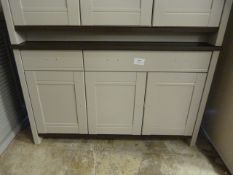 *Grey Sideboard with Darkwood Top, Two Drawers and Three Cupboard Doors