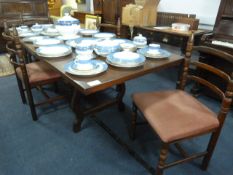 Extending Oak Dining Table and Four Chairs