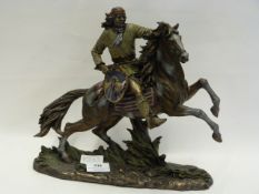 SIOUX NATIVE AMERICAN FIGURINE ON HORSE