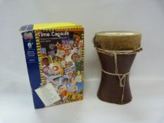 TIME CAPSULE TIN AND A AFRICAN DRUM