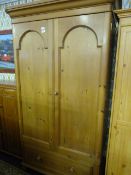 PINE TWO DOOR WARDROBE WITH SINGLE DRAWER