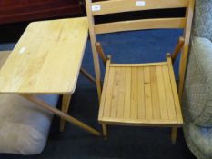 FOLDING BEACH CHAIR AND SMALL FOLDING TABLE