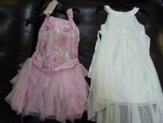 *TWO GIRL'S DRESSES (ONE WHITE, ONE PINK) AGE: 8