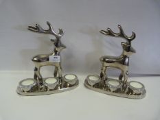 PAIR OF REINDEER CANDLE HOLDERS