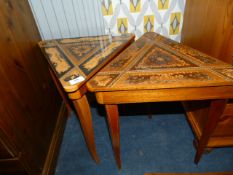 TWO INLAID TOP MUSICAL SEWING BOXES