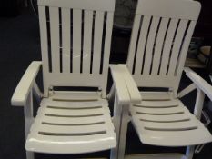 PAIR OF WHITE FOLDING GARDEN CHAIRS